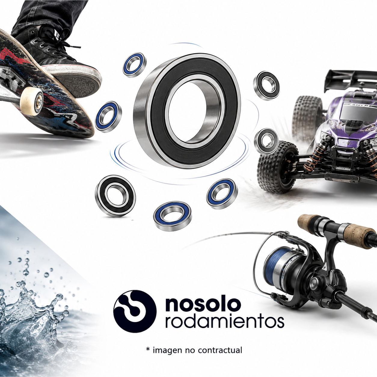 RODAMIENTOS Y COMPONENTES PARA SKATE, RADIO CONTROL, PESCA, KARTING